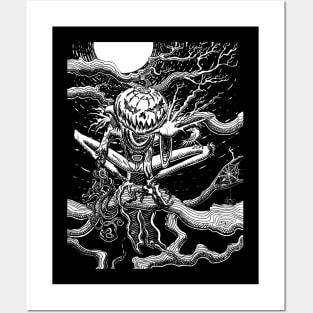 pumpkin head Jack o lantern scarecrow Halloween Posters and Art